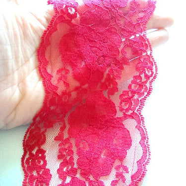 Maroon Scallop Net Lace Trim Ribbon 94mm wide